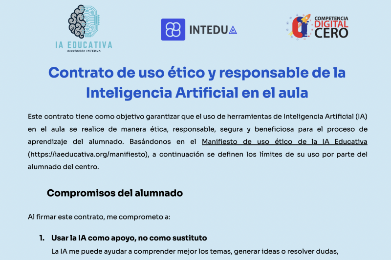 🤝 Contrato de uso ético y responsable de la Inteligencia Artificial en el aula