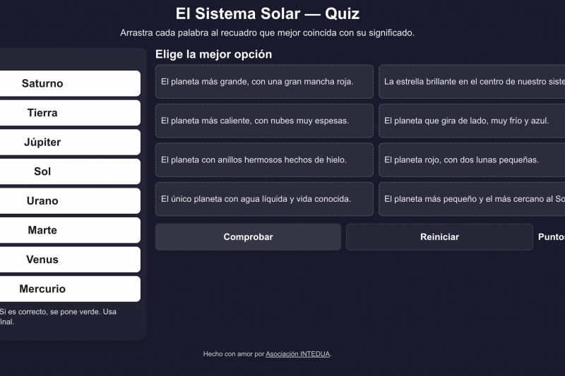 El Sistema Solar – Quiz